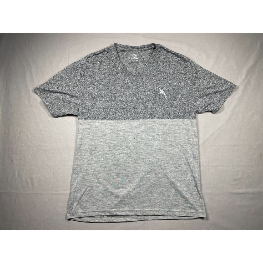 Lucky Horse Men’s V-Neck T-Shirt Size L Gray Colorblock Short Sleeve Casual Knit